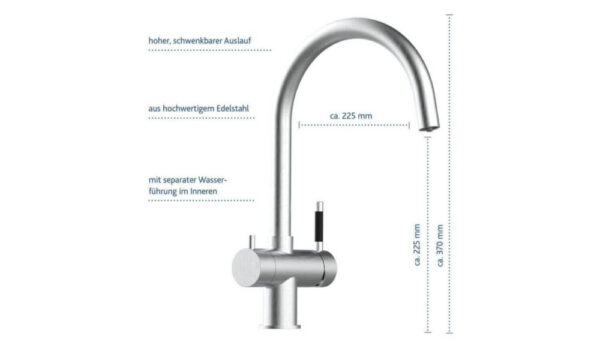 Alvito 3-Wege-Armatur Furore aus Edelstahl - f?r Einbauvariante B