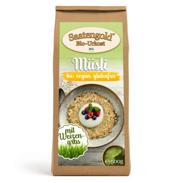Saatengold? - Bio M?sli mit Weizengras - glutenfrei & vegan - 500g